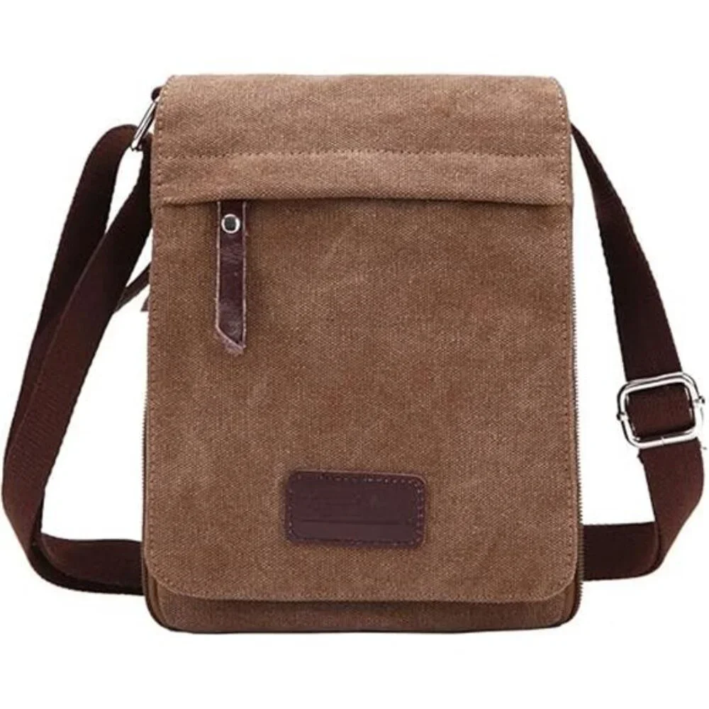 Small Vintage Canvas Leather Messenger Crossbody Bag Pack Organizer